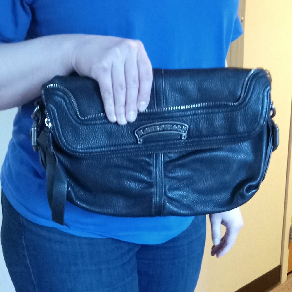 $218 EUC B. MAKOWSKY pebbled leather black Shoulder bag/Clutch - Picture 16 of 16